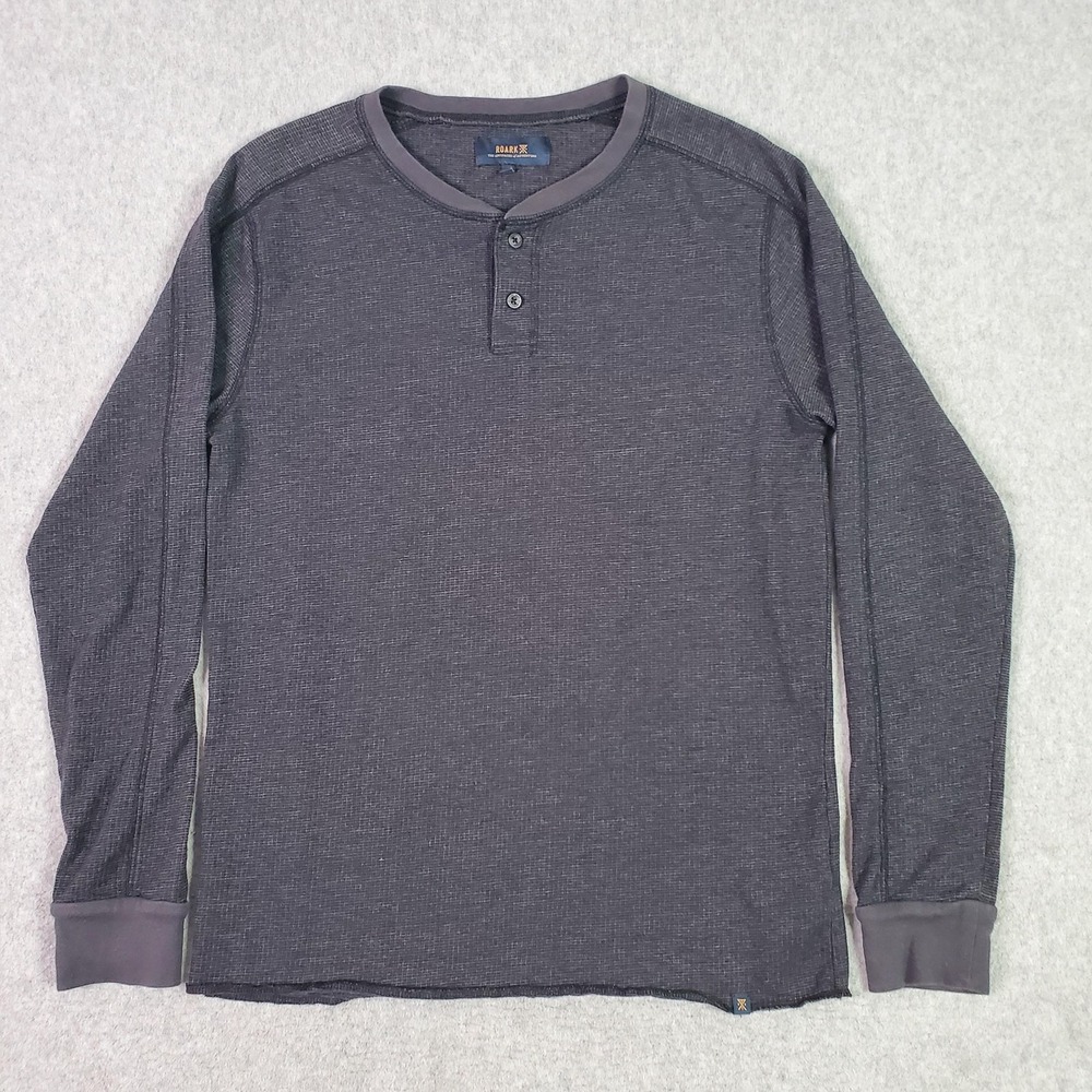 Roark Shirt Mens Medium Gray Thermal Waffle Henley Long Sleeve Knit RK310